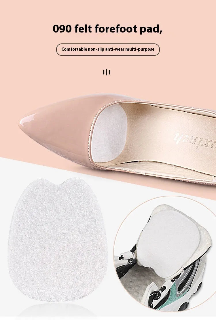 White thin felt anti-wear sticker for shoe tongue protection.