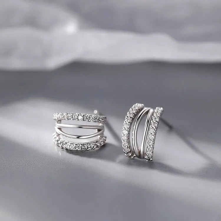 925 sterling silver geometric earrings with light luxury design in three size options