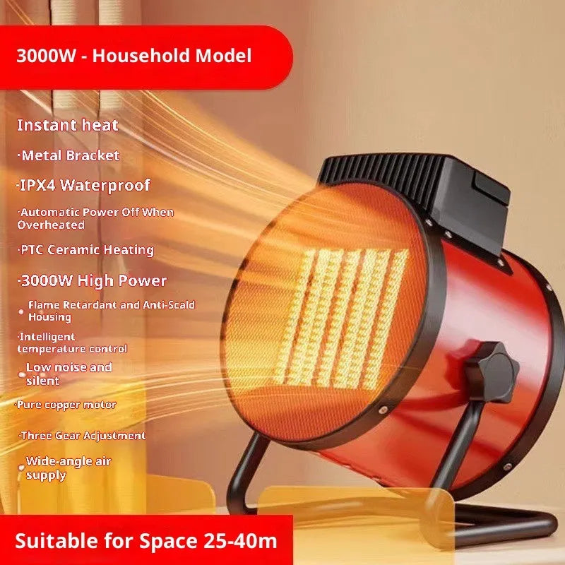 Home high-power mini heater with button controls and EU plug in black finish