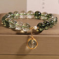 Natural chorite crystal bracelet with green phantom quartz beads in Japanese Korean style