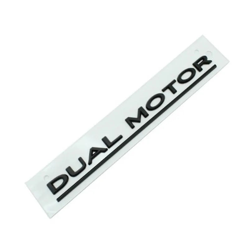 Tesla Model 3 front bumper sticker with Double Motor text in black and red