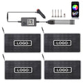 Car foot mat ambient light LED with diamond style faceplate, RGB colour modes, and Bluetooth control installed in vehicle footwell