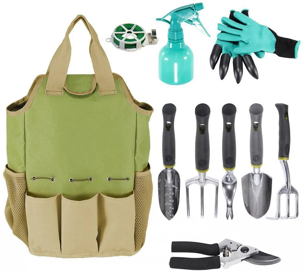 Light green 600D Oxford cloth garden flower art tool storage bag, multifunctional organiser supplied without tools.