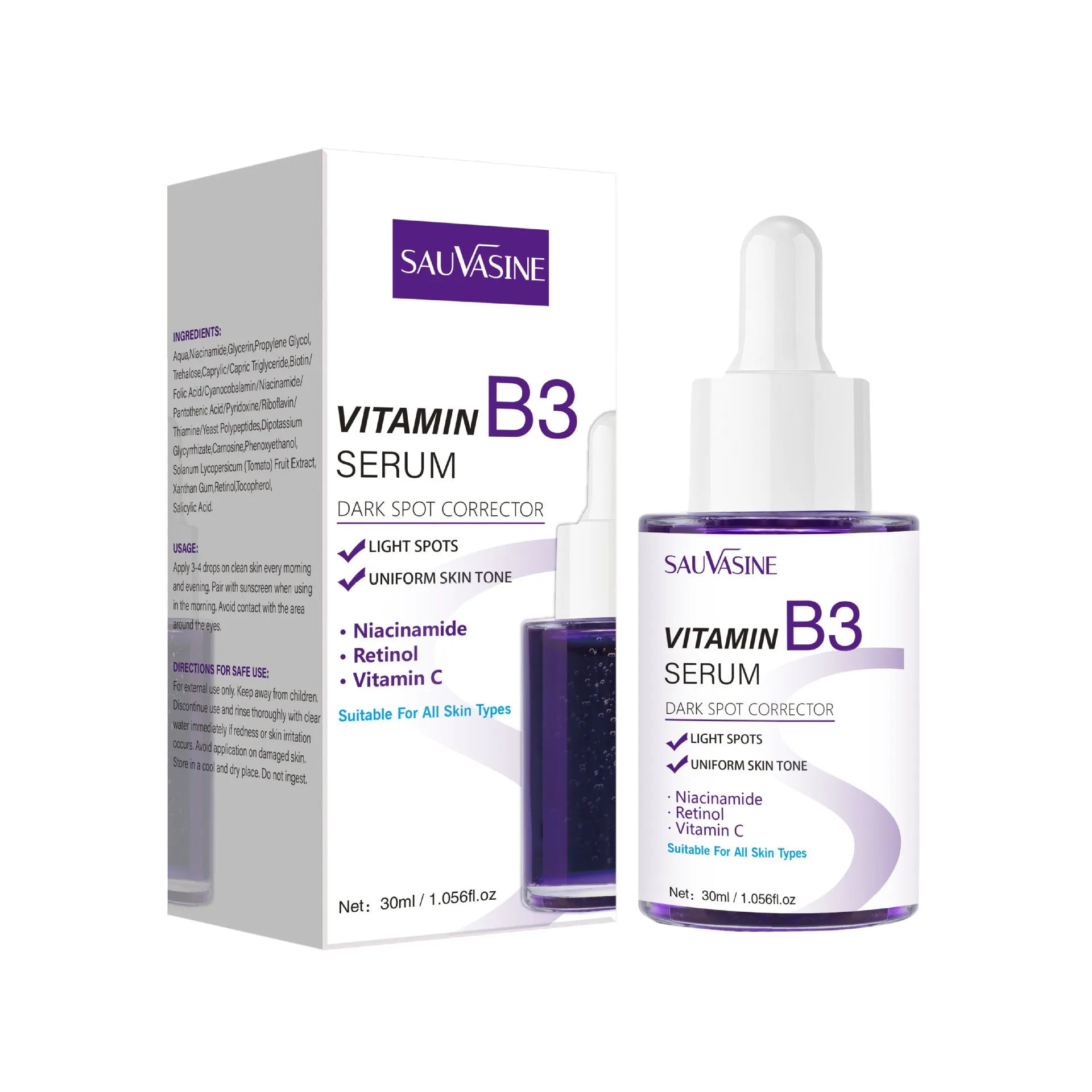 30ml Vitamin B3 facial essence bottle for nourishing and moisturising skincare