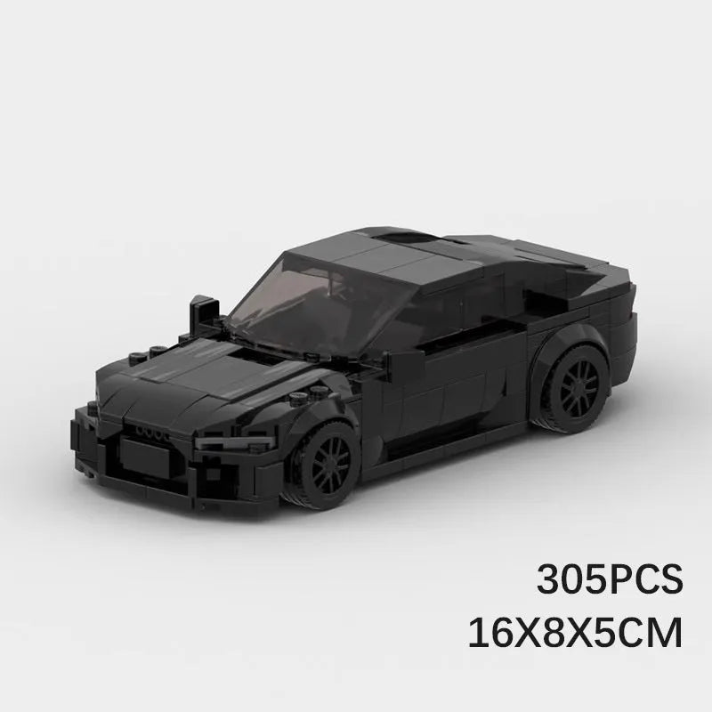 Building blocks for assembling RS7 sports car model, plastic splicing kit in black colour option