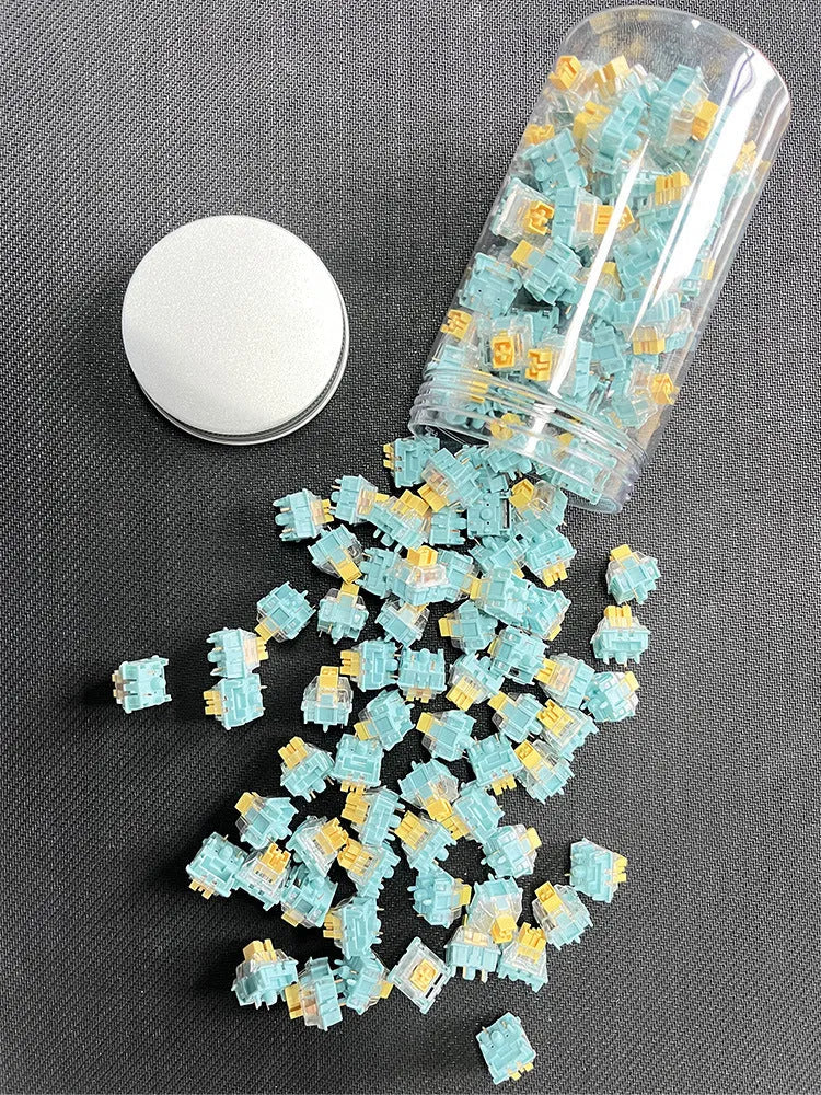Pack of 36 Sea Salt Lemon coloured Tiger Mo PRO mute mechanical keyboard switches.
