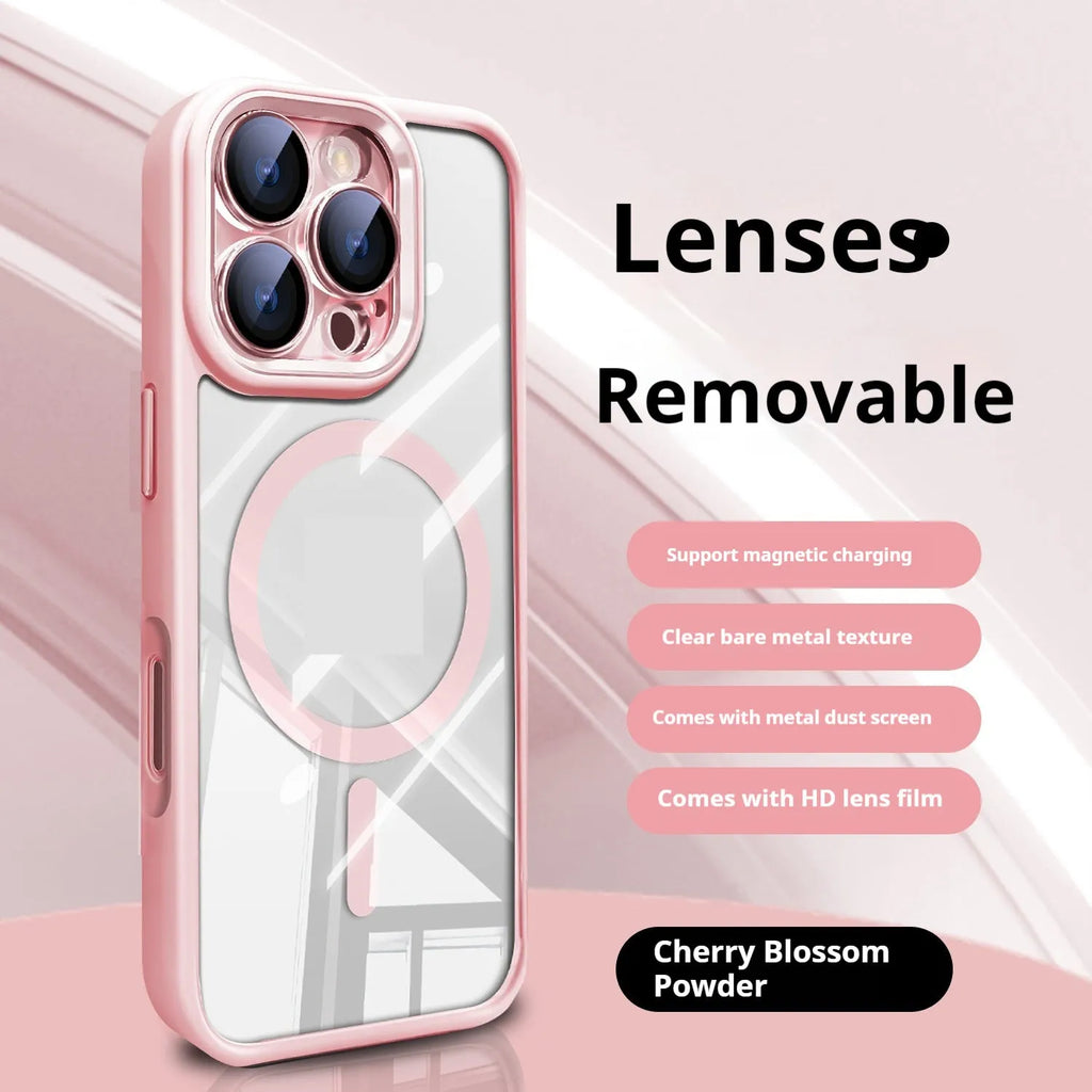 Litchi grain ice crystal transparent phone case with acrylic border for iPhone 15 in black