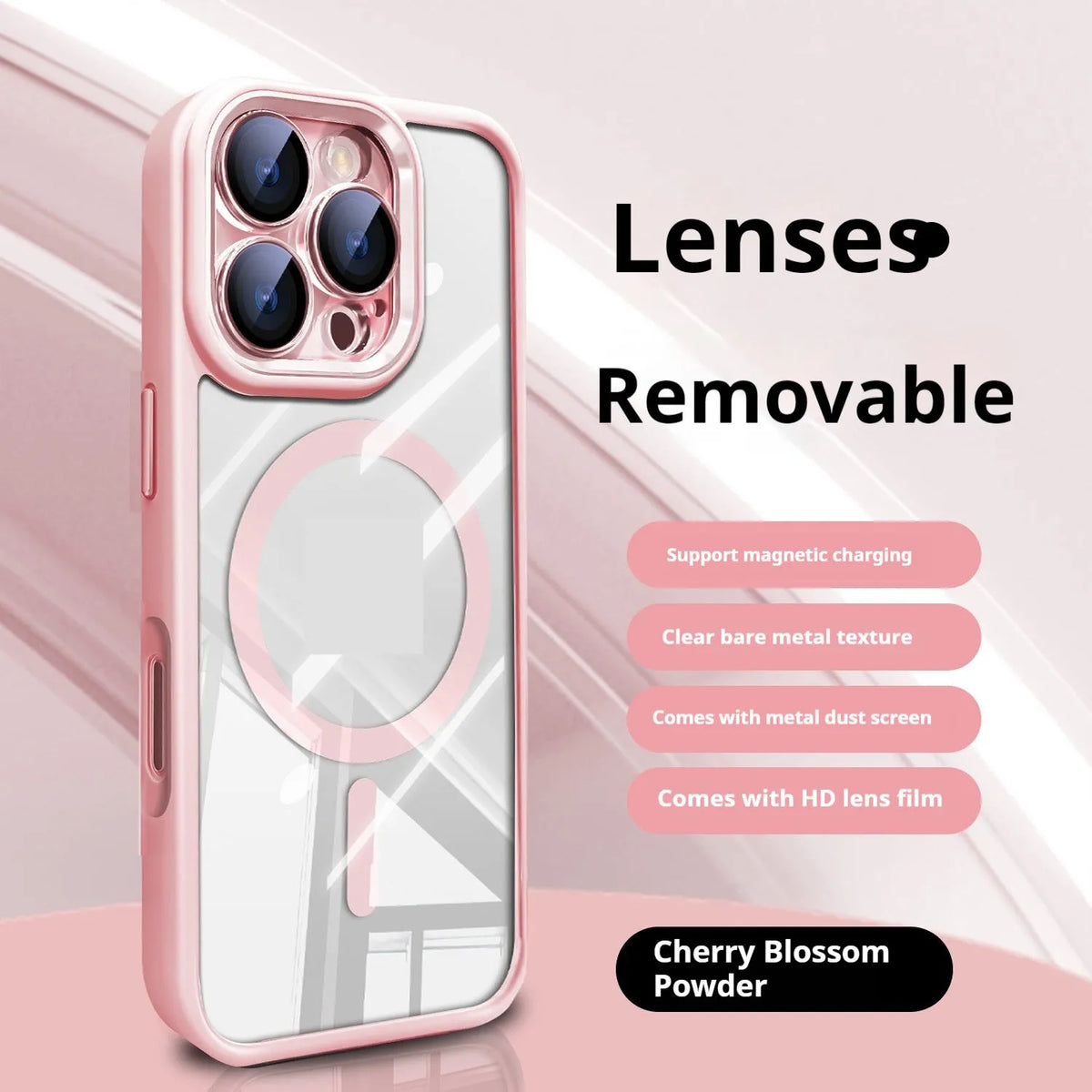 Litchi grain ice crystal transparent phone case with acrylic border for iPhone 15 in black