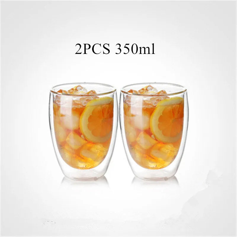 Double wall glass coffee cup in 80ml, 250ml, 350ml or 450ml with Chinese style and heat resistant glass