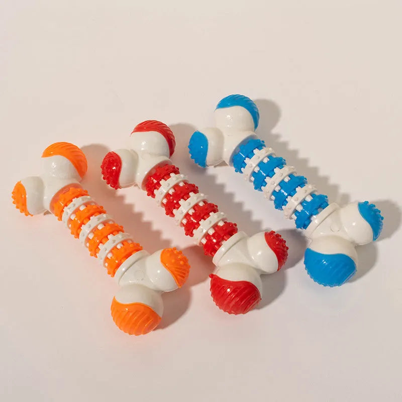 Bone-shaped interactive dog chew toy for small breeds with treat holder compartment