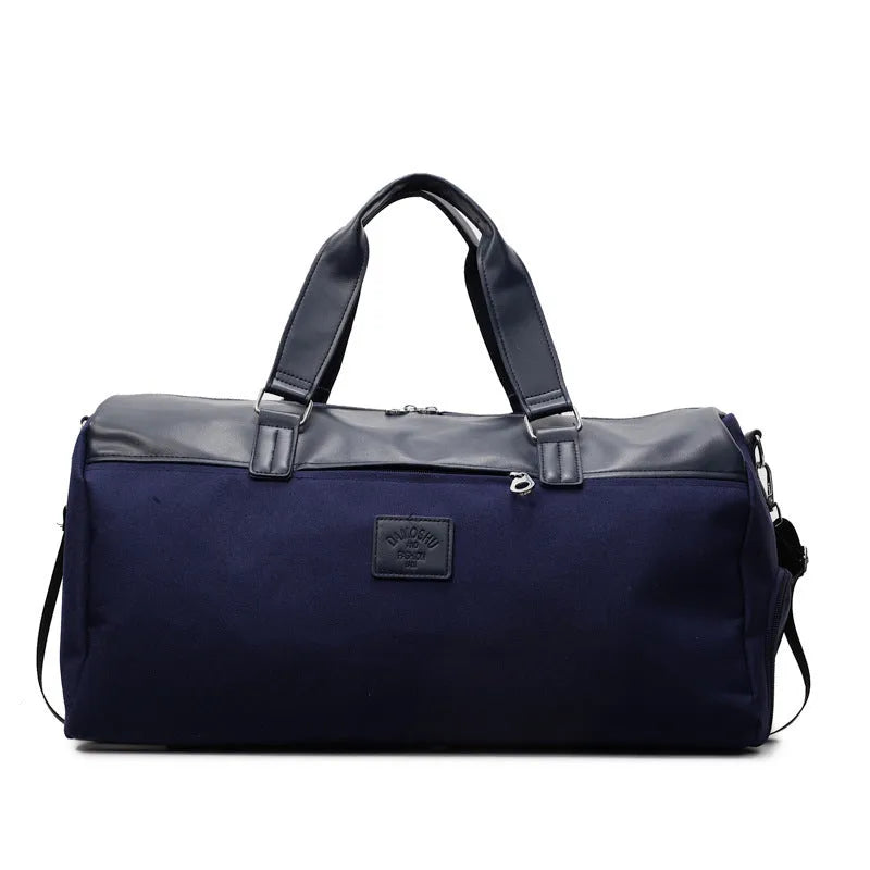 Large black messenger bag made from oxford cloth with a 55-litre capacity.