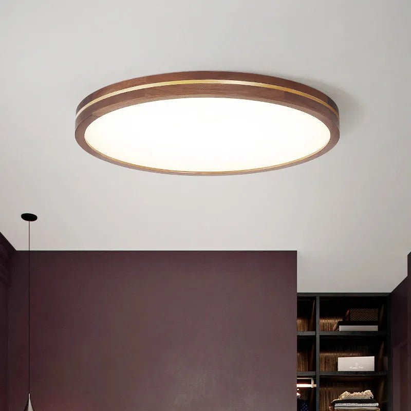 New Chinese style wooden ceiling lamp 30cm LED tri-colour dimmable for living room