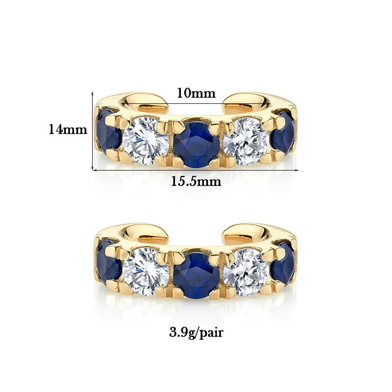 Luxury colorful zircon ear clip female fashion copper 18K plated clip-on earrings for women casual wear