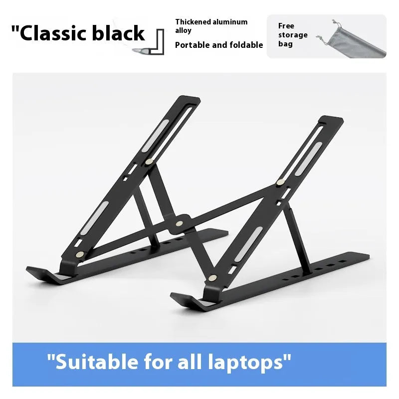 Silver aluminium laptop stand with folding legs for 16-18 inch notebooks