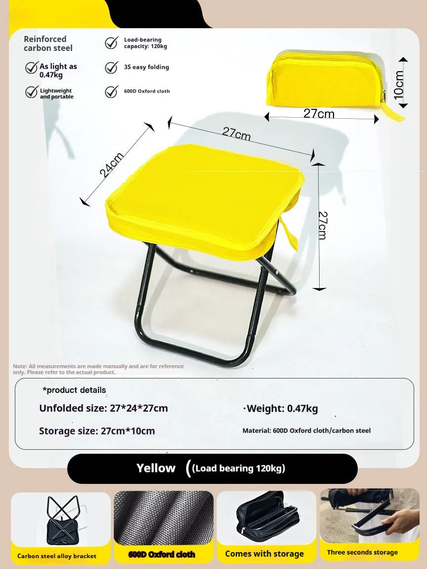 Outdoor lightweight foldable camp chair stool in oxford cloth material showing six colour options