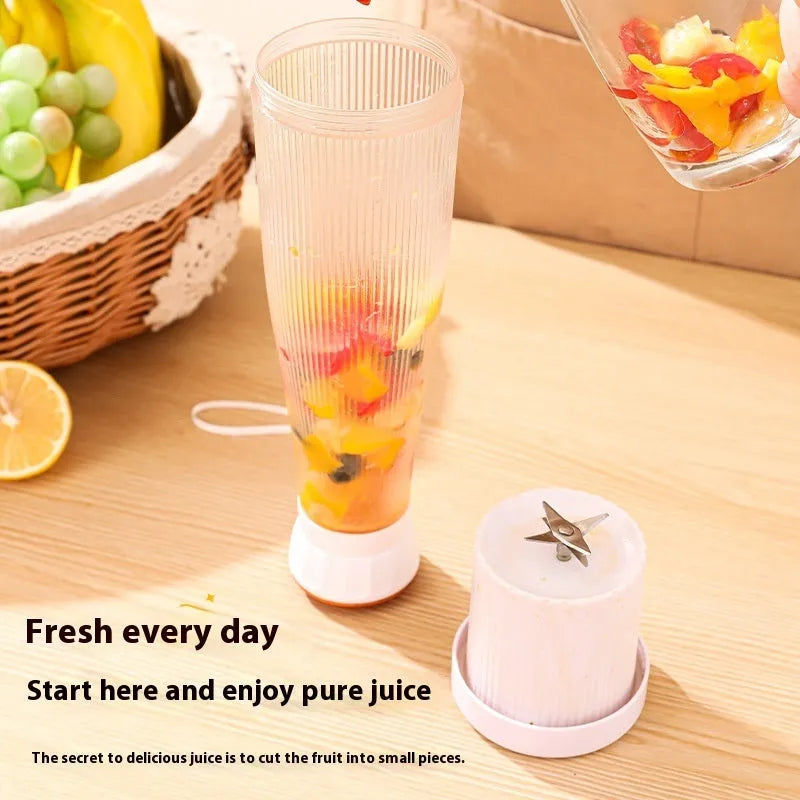 Portable electric juicer 400ml USB rechargeable in white light green pink or violet