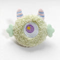 Cartoon plush dog chew toy with big eyes and squeaky sound feature.