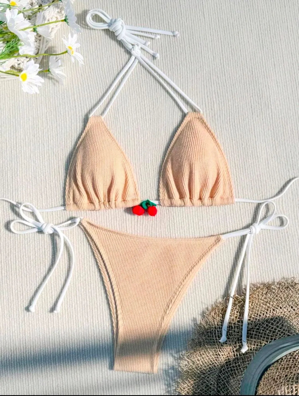 Women's quick-dry nylon bikini swimsuit in a backless briefs style
