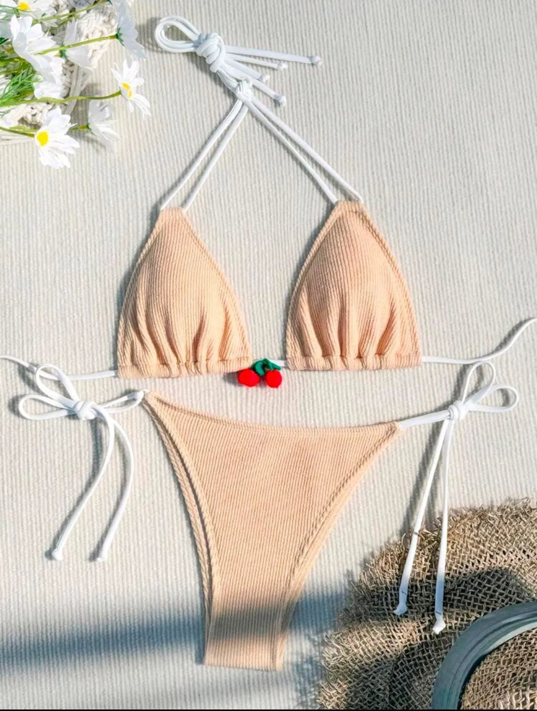 Women's quick-dry nylon bikini swimsuit in a backless briefs style