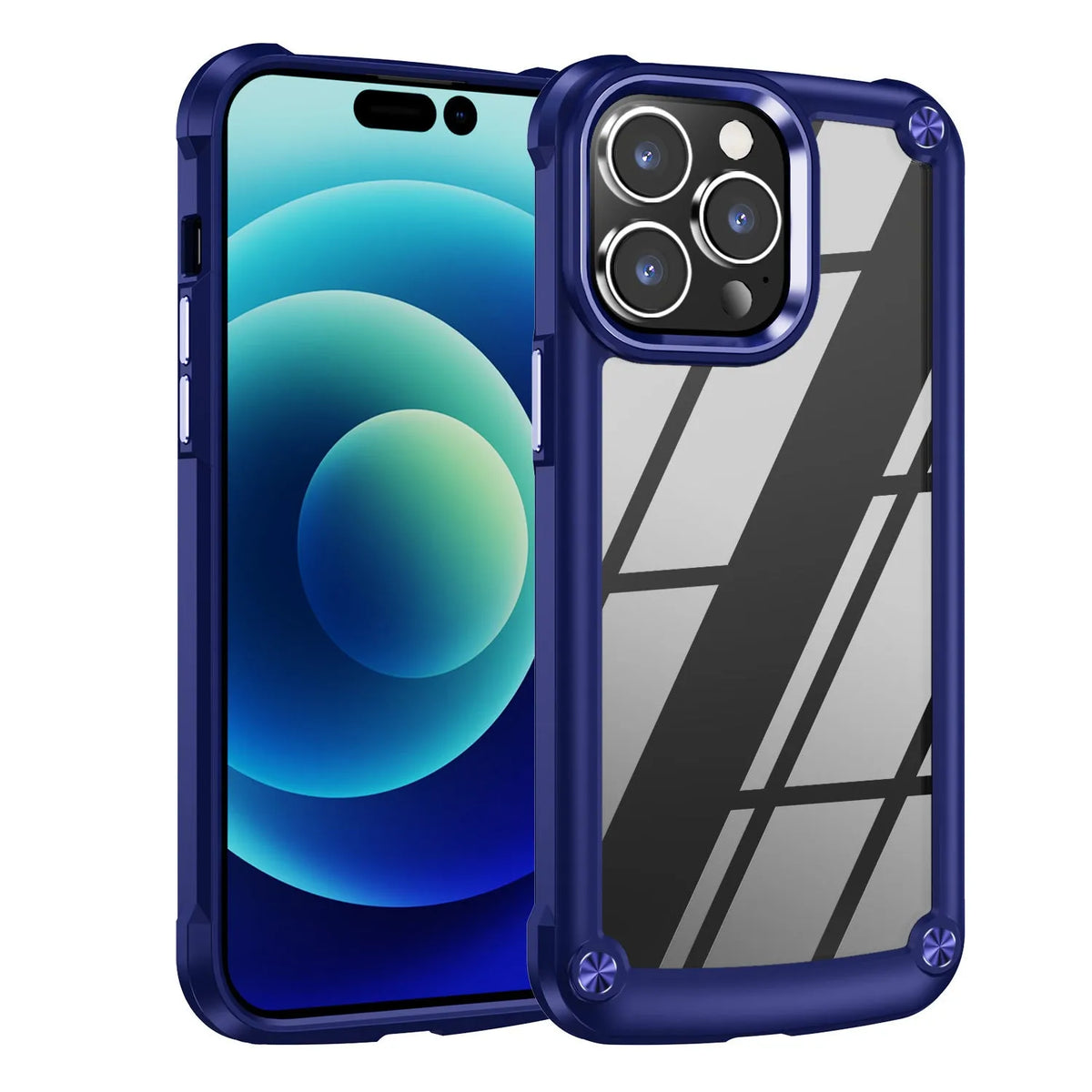 Super Shatterproof Transparent Acrylic Phone Case for iPhone 17 in black, front view showing fall protection