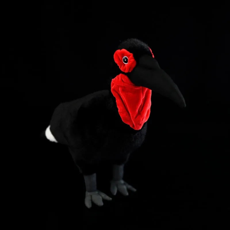 Red-faced ground hornbill plush toy 42 cm tall simulated soft polyester bird standing upright