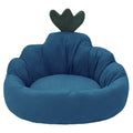 Carrot Kennel universal dog bed for small and medium dogs in blue plush fabric with raised edges