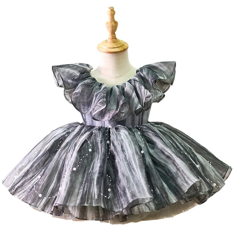 Girls birthday party dress high grade gray princess style suitable height 80-160cm