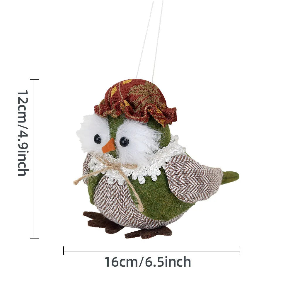 Orange and green owl harvest bird pendant ornament for Thanksgiving window or desktop decoration
