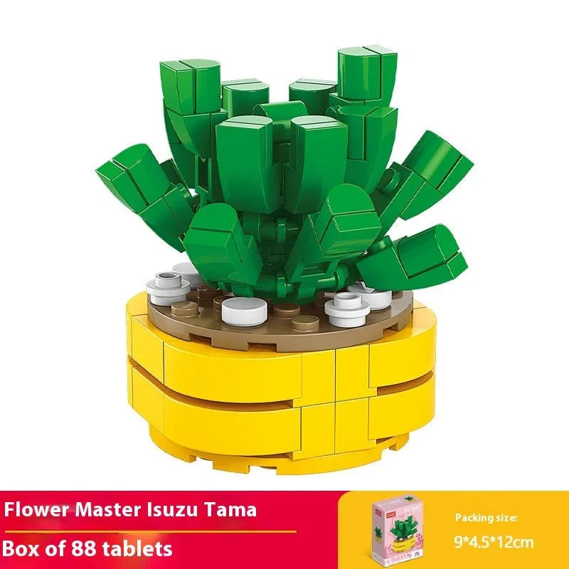 Plastic building blocks flower pot model assembly toy for teenagers
