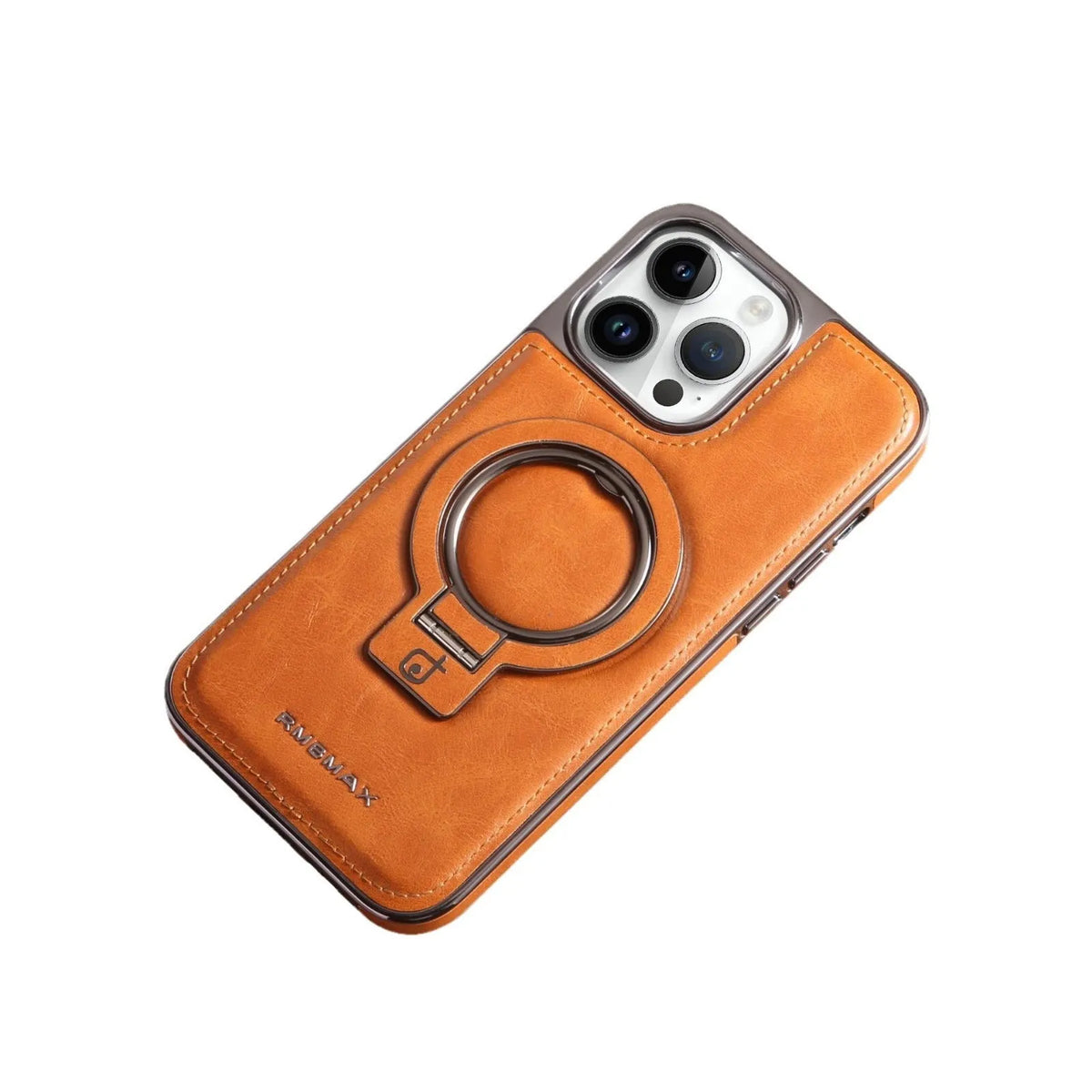 Magnetic bracket phone case in imitation leather for iPhone 14 Pro Max