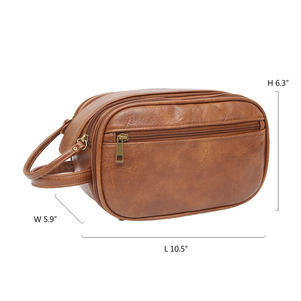 Men's solid colour toiletry bag in Pu material for travel storage