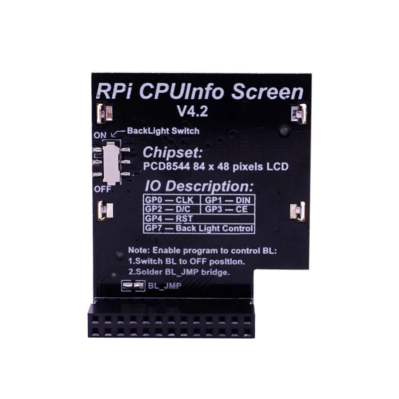 1.6 inch LCD display module for Raspberry Pi showing system CPU information on screen
