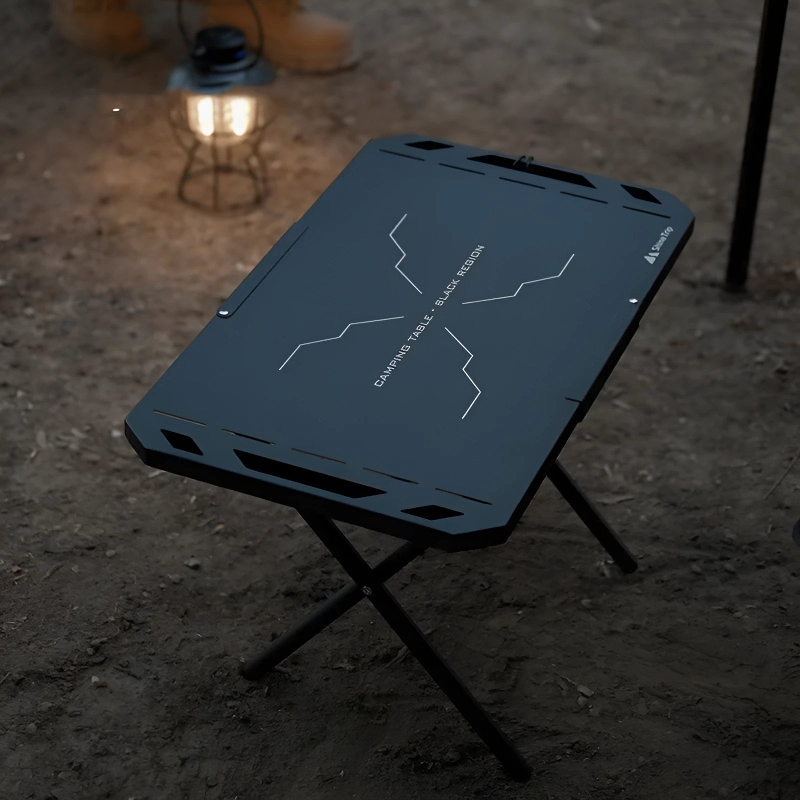 Outdoor camping folding portable small steel table black colour with storage bag