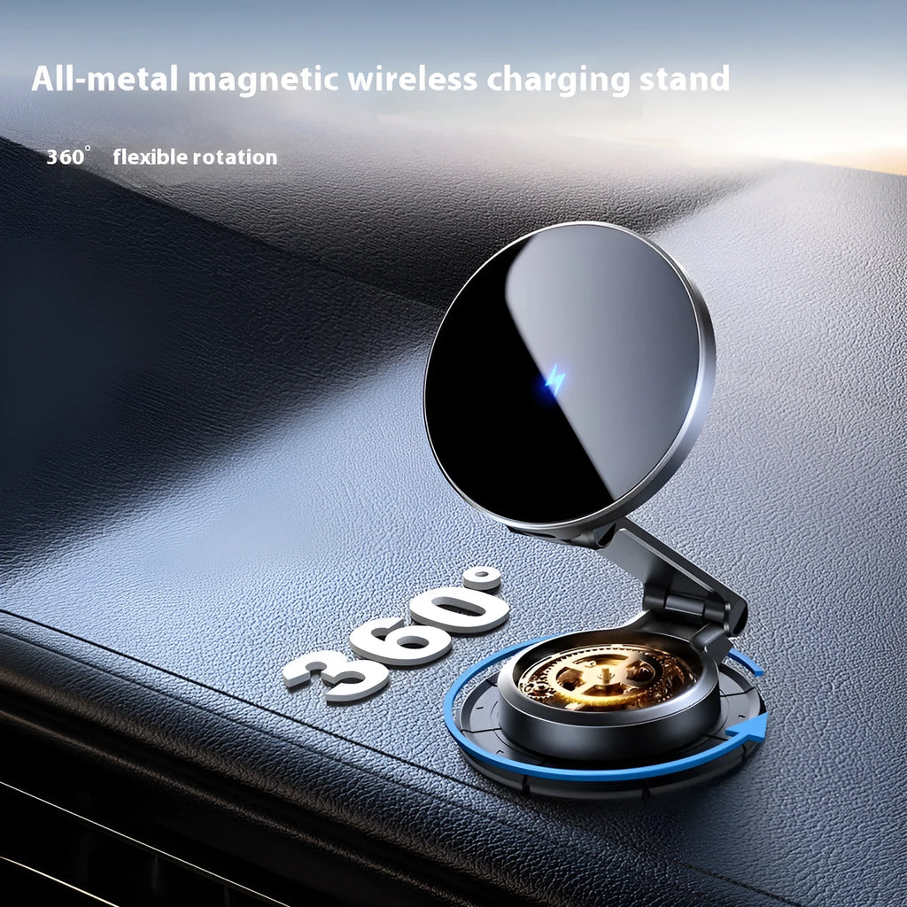 Black wireless charging car phone mount with zinc alloy construction for 4.7-7.0 inch smartphones