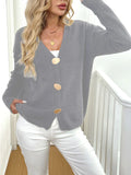 Women's deer plush long sleeve sweater coat in street hipster style with princess sleeves, shown in black and gray.