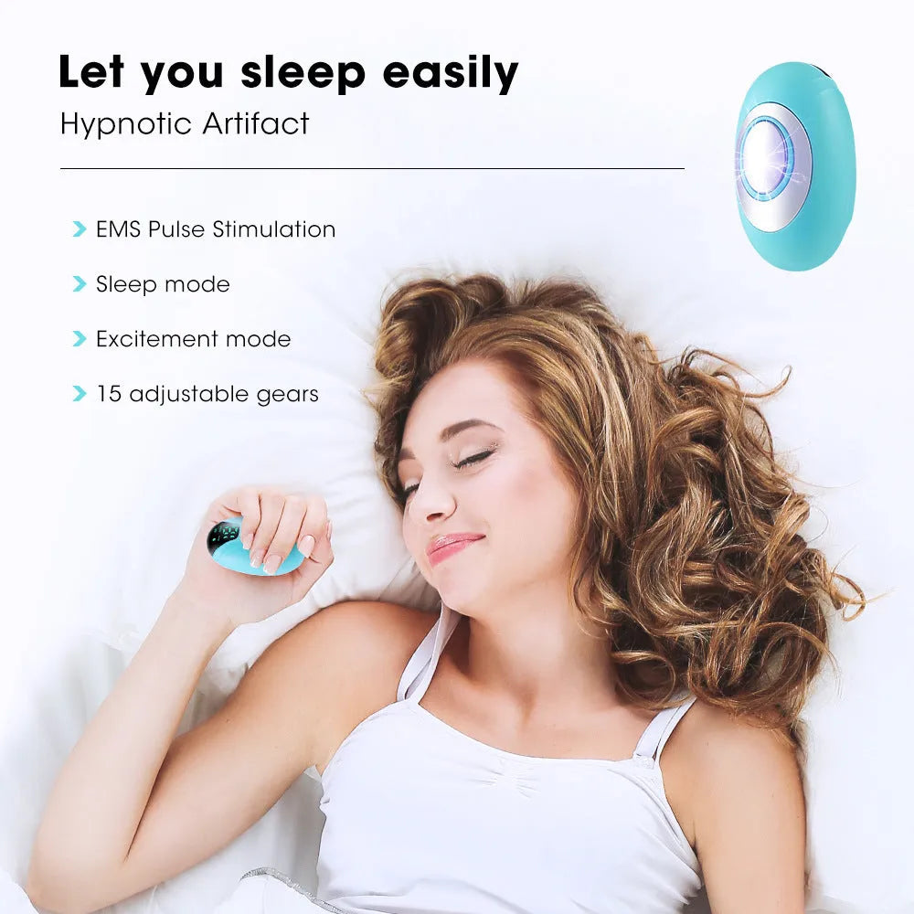 Intelligent charging hand-held pulse decompression insomnia help device in white with wireless remote control and USB cable
