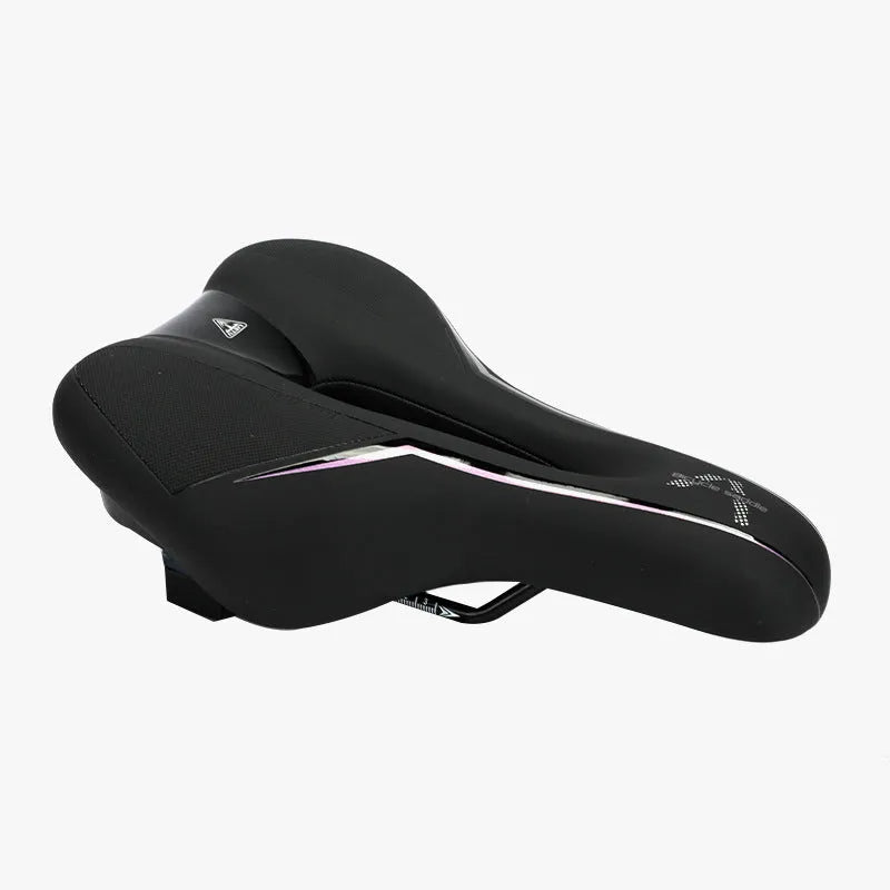 Mountain bicycle saddle cushion 26x18x6cm leather fabric silicone in black