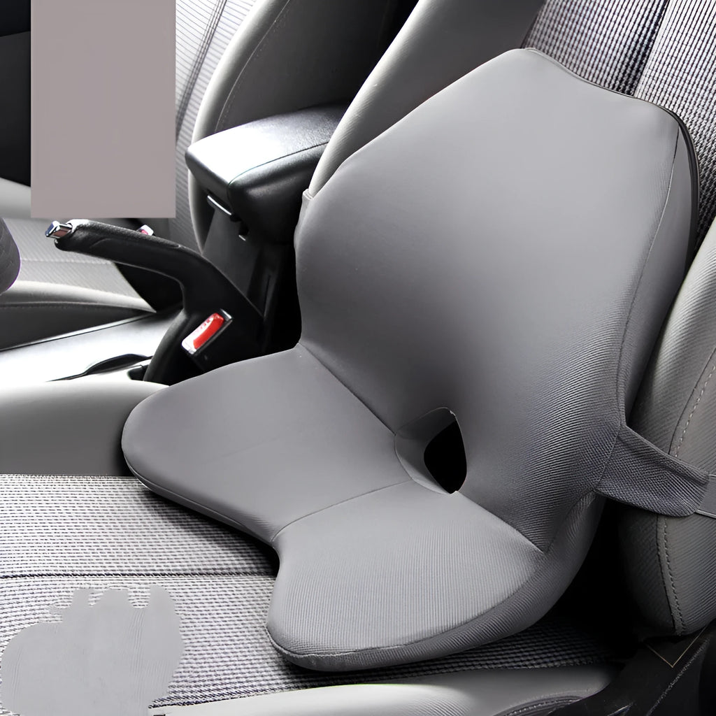 Memory foam car lumbar support cushion and optional headrest in neutral colour options.