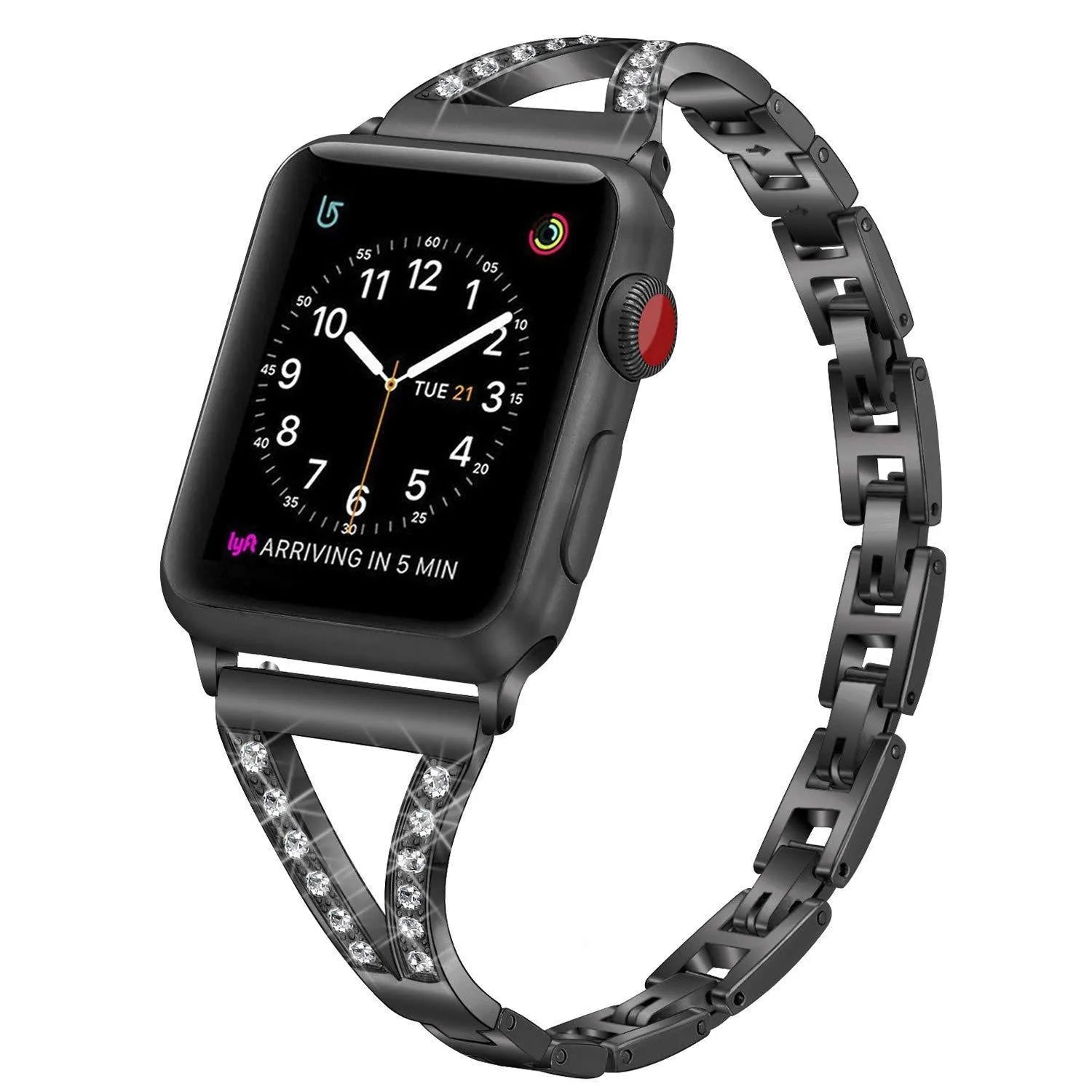 Herringbone diamond pattern smart watch strap with zinc alloy buckle for Apple Watch