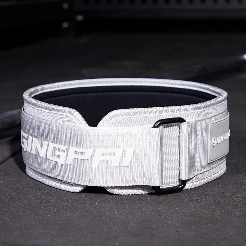 Army Green abdominal exercising and lumbar support belt for weightlifting, shown in size L.