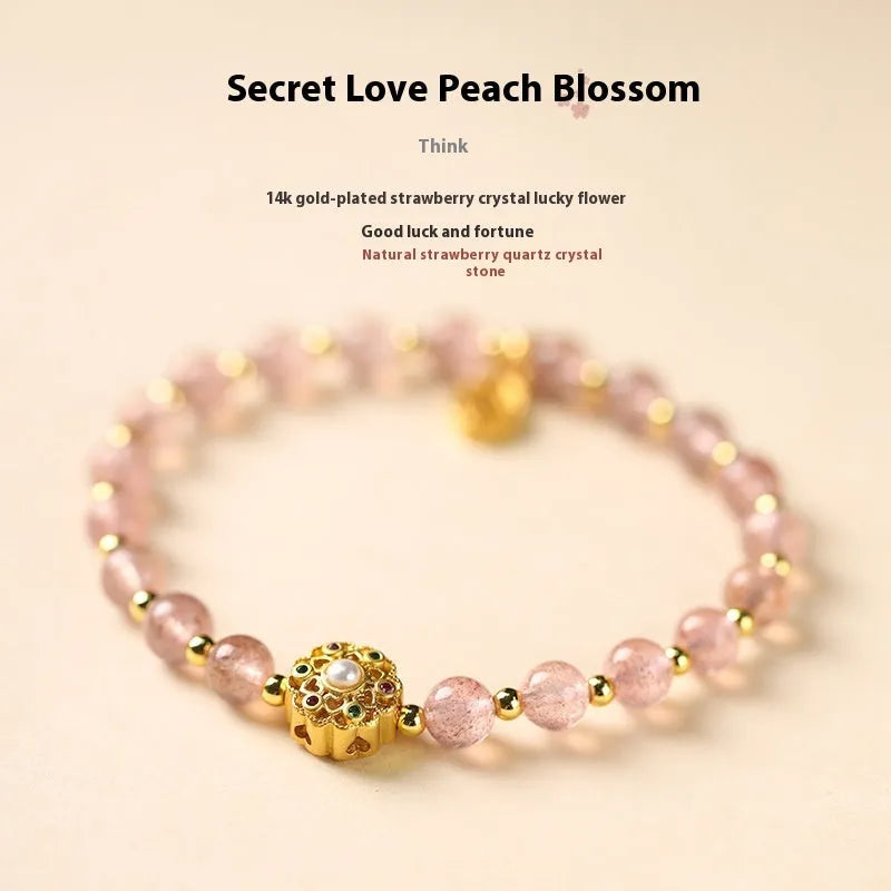 Gray moonstone fairy lucky bracelet with hand-woven crystal beads in pastoral style