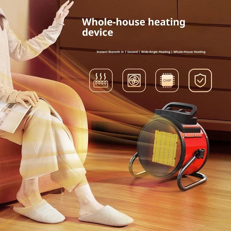 Home high-power mini heater with button controls and EU plug in black finish