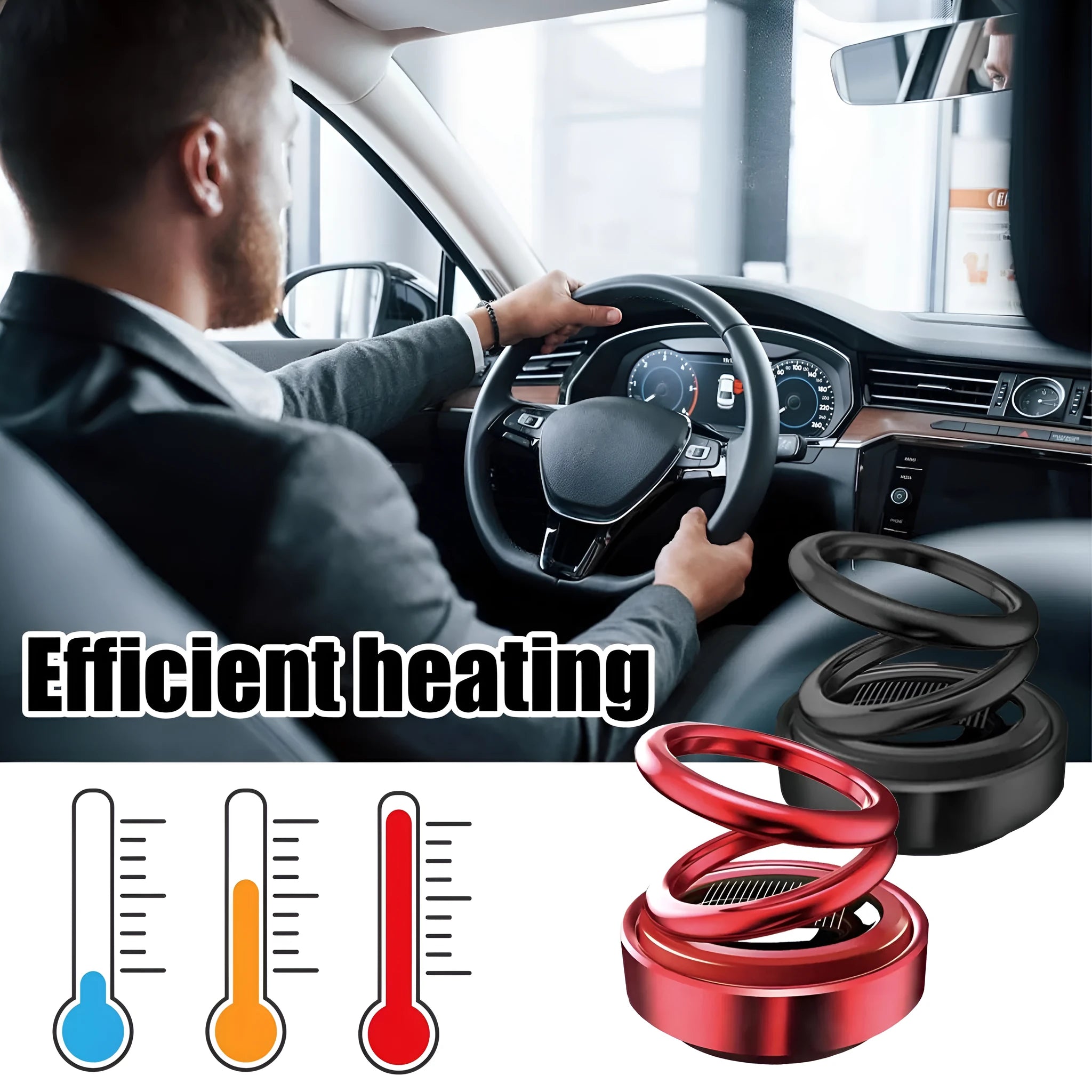 Portable miniature vibration radiator in black or red for car and home heating