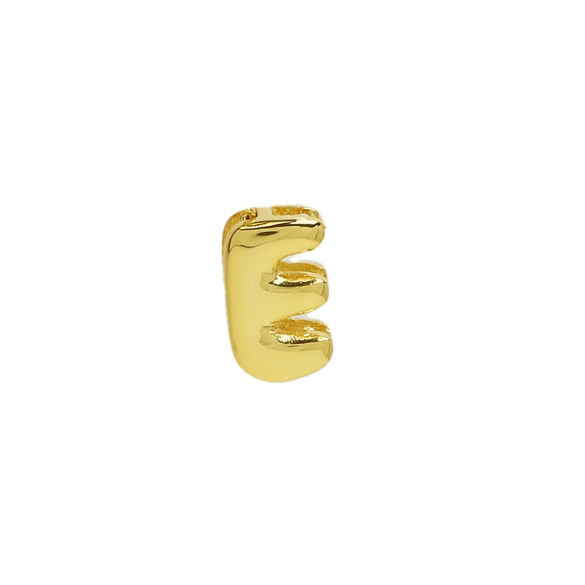 18k brass smooth surface bubble DIY letter bracelet with gold electroplated finish and letter pendant on white background
