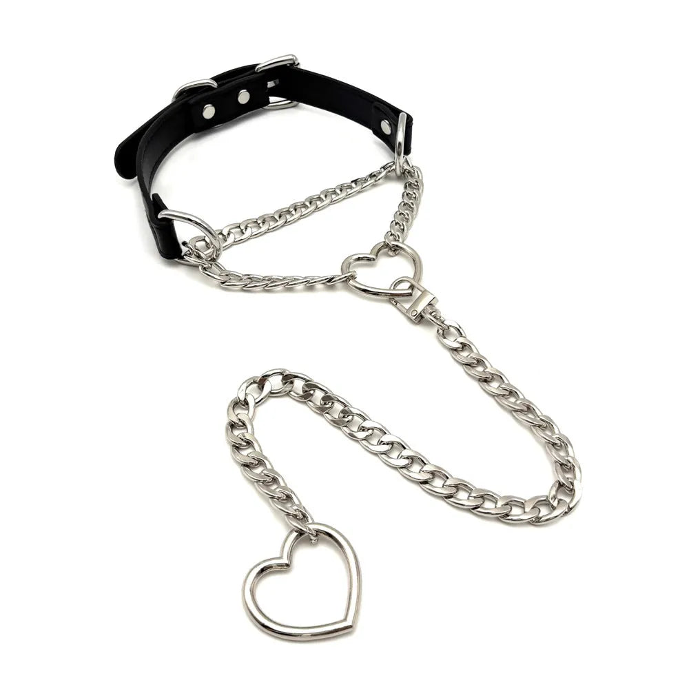 Leather love neckband in black gold and pink black for couples unisex