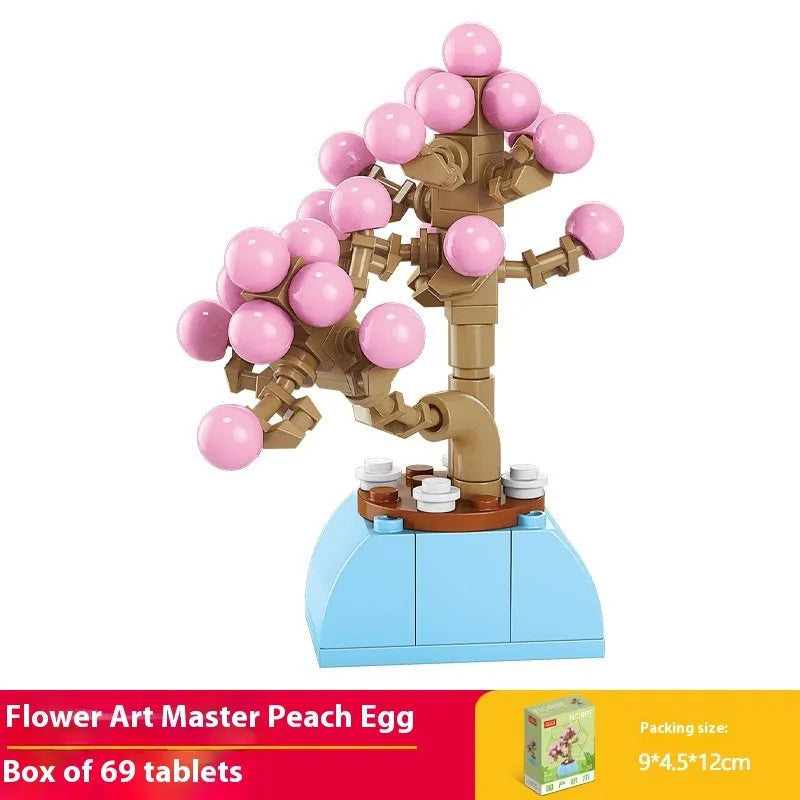 Plastic building blocks flower pot model assembly toy for teenagers