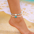 Summer fashion beads string women anklets set of two with starfish turtle stitching star bead design