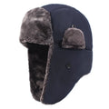 Men's thickened plus velvet ear protection hat in solid colour, cotton construction, 58cm circumference