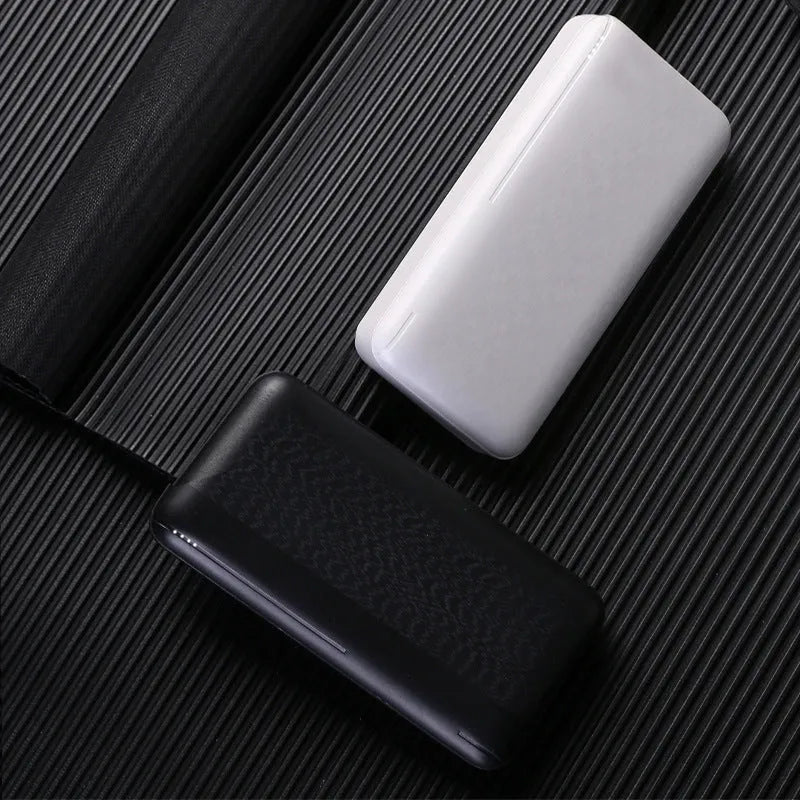 Ultra-thin plastic power bank with light display screen in black, 138 x 68 x 28mm
