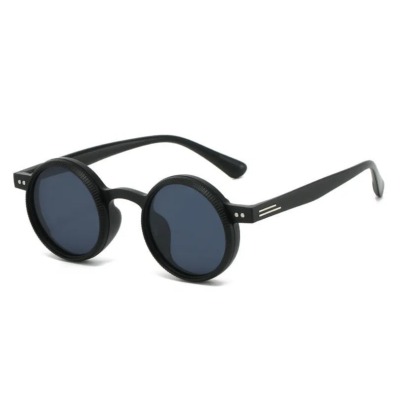 Men's adjustable zoom polarized round frame sunglasses in black for driving and fishing retro style